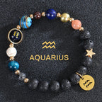 Lava Stone Bracelets 12 Constellations Astrological Zodiac Signs Aquarius