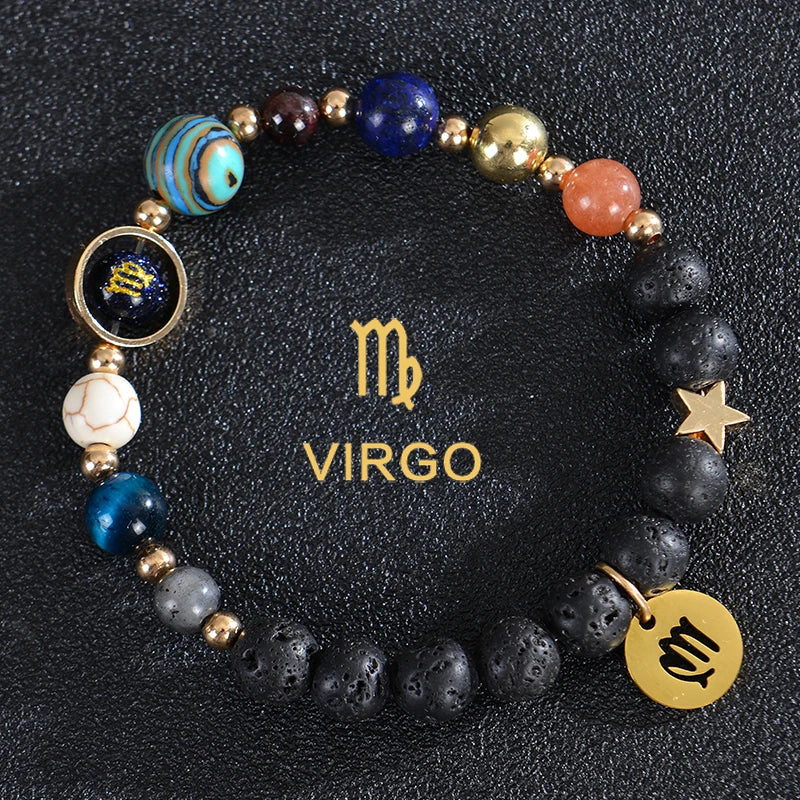 Lava Stone Bracelets 12 Constellations Astrological Zodiac Signs Virgo