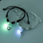 Couples' Bracelets with Glowing Bead, Heart and Key Chain 2
