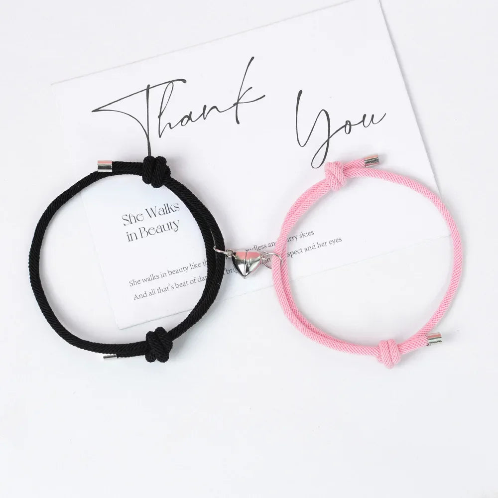 Couples and Friends Bracelets Magnetic Heart Chain Bracelet 2