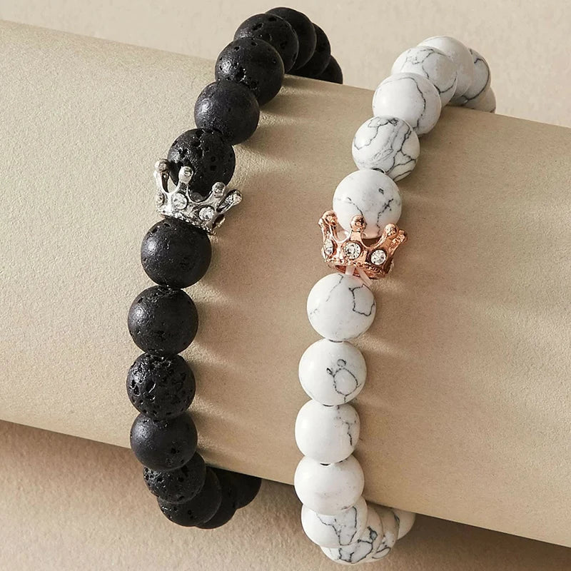 Bracelets for Couples Curb Chain Crown King & Queen