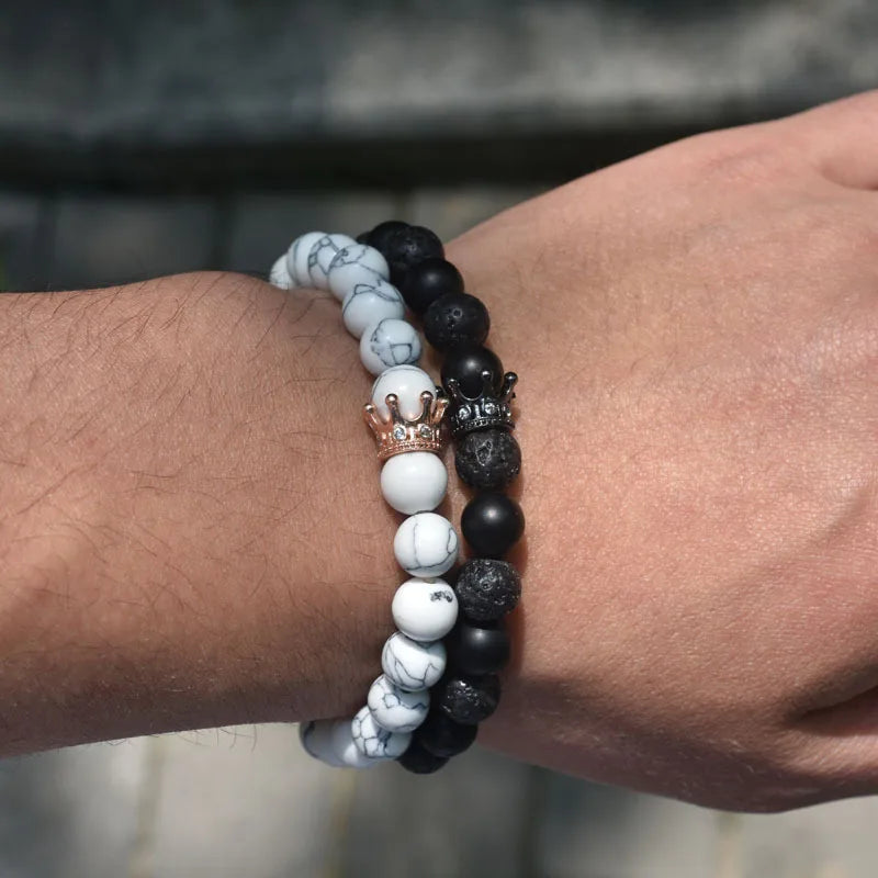 Bracelets for Couples Curb Chain Crown King & Queen
