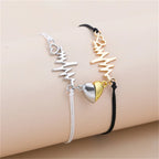 Couples’ Bracelets Magnetic Link Bracelet Heart and Electrocardiogram 2