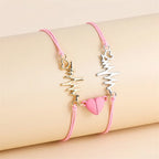 Couples’ Bracelets Magnetic Link Bracelet Heart and Electrocardiogram 3
