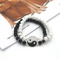 Couple Bracelets Splitable Yin Yang ID Bracelet in Black and White Natural Stones