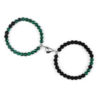Couples Magnetic Chain Bracelets Green and Black Beads
