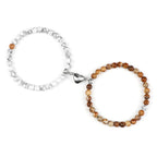 Couples Magnetic Chain Bracelets White and Brown Beads