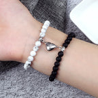 Couples Magnetic Chain Bracelets White and Black Beads