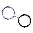 Couples Magnetic Chain Bracelets Blue Gray and Black Beads