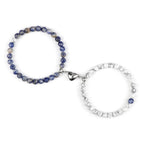 Couples Magnetic Chain Bracelets Blue Gray and White Beads