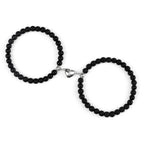 Couples Magnetic Chain Bracelets Black and Black Beads