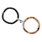 Couples Magnetic Chain Bracelets Black and Brown Beads