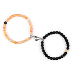 Couples Magnetic Chain Bracelets Sunstone and Black Beads