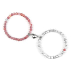 Couples Magnetic Chain Bracelets Pink and White Beads