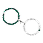 Couples Magnetic Chain Bracelets Green and White Beads