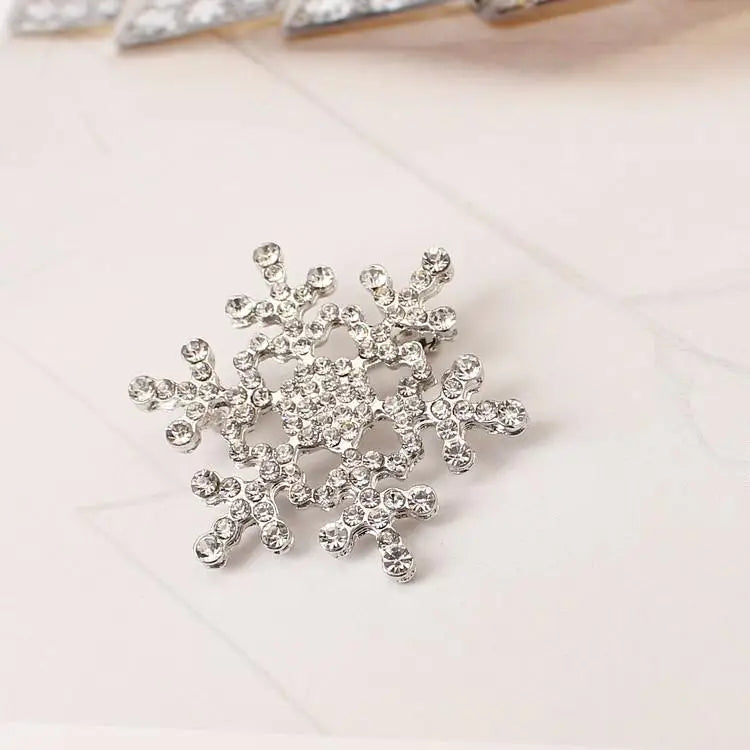Winter Snowflake Brooch for Women Silver