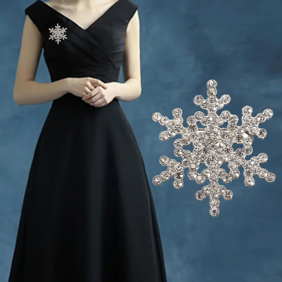 Winter Snowflake Brooch for Women Silver