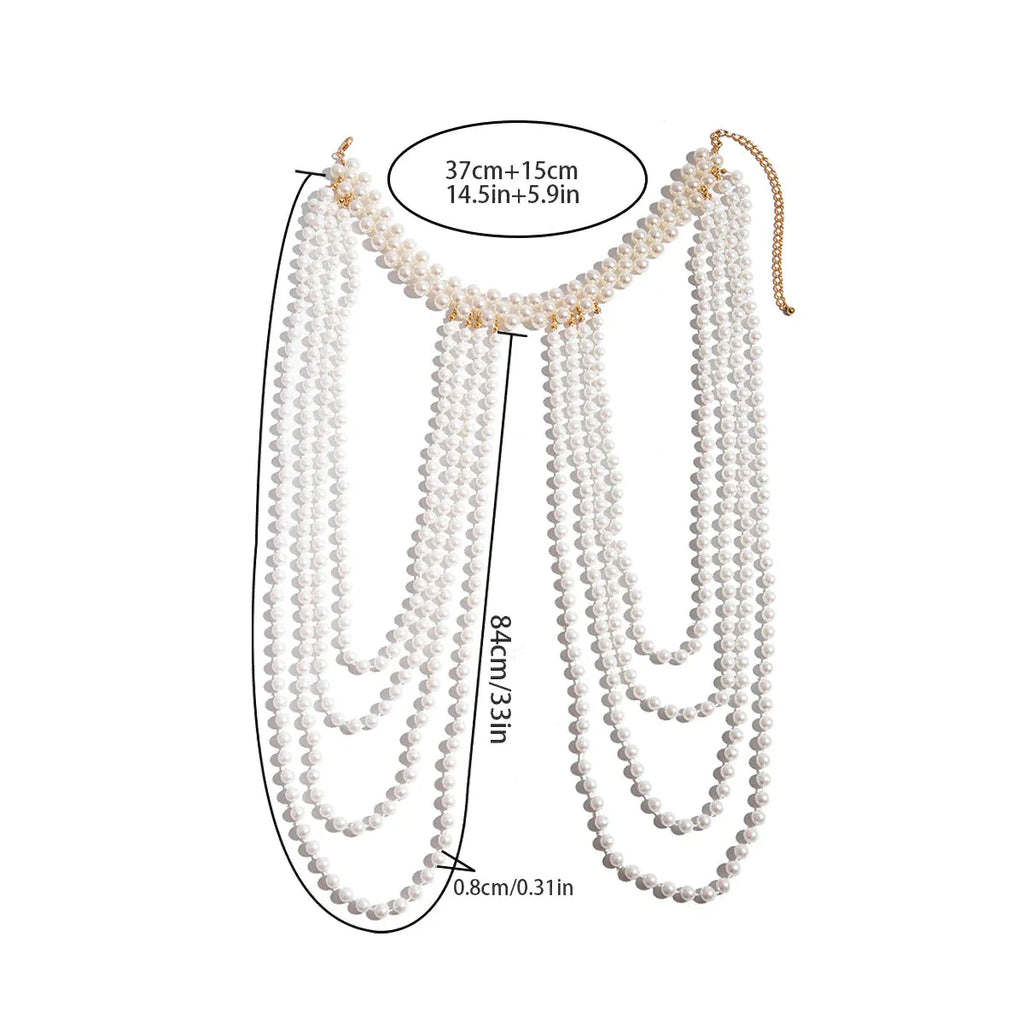 Shoulder chain for women with pearls - Jewelry for collarbone & shoulder