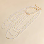 Shoulder chain for women with pearls - Jewelry for collarbone & shoulder