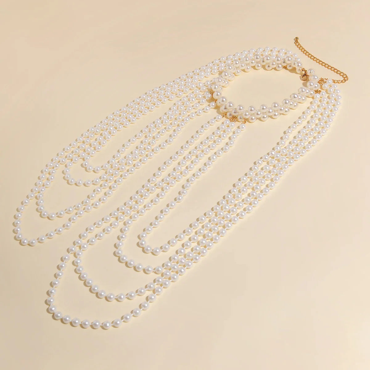 Shoulder chain for women with pearls - Jewelry for collarbone & shoulder