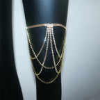 Rhinestone thigh chain - women's leg jewelry gold