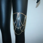 Rhinestone thigh chain - women's leg jewelry gold