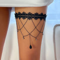 Black Thigh Chain - Thigh Jewelry Body Thigh Women Leg