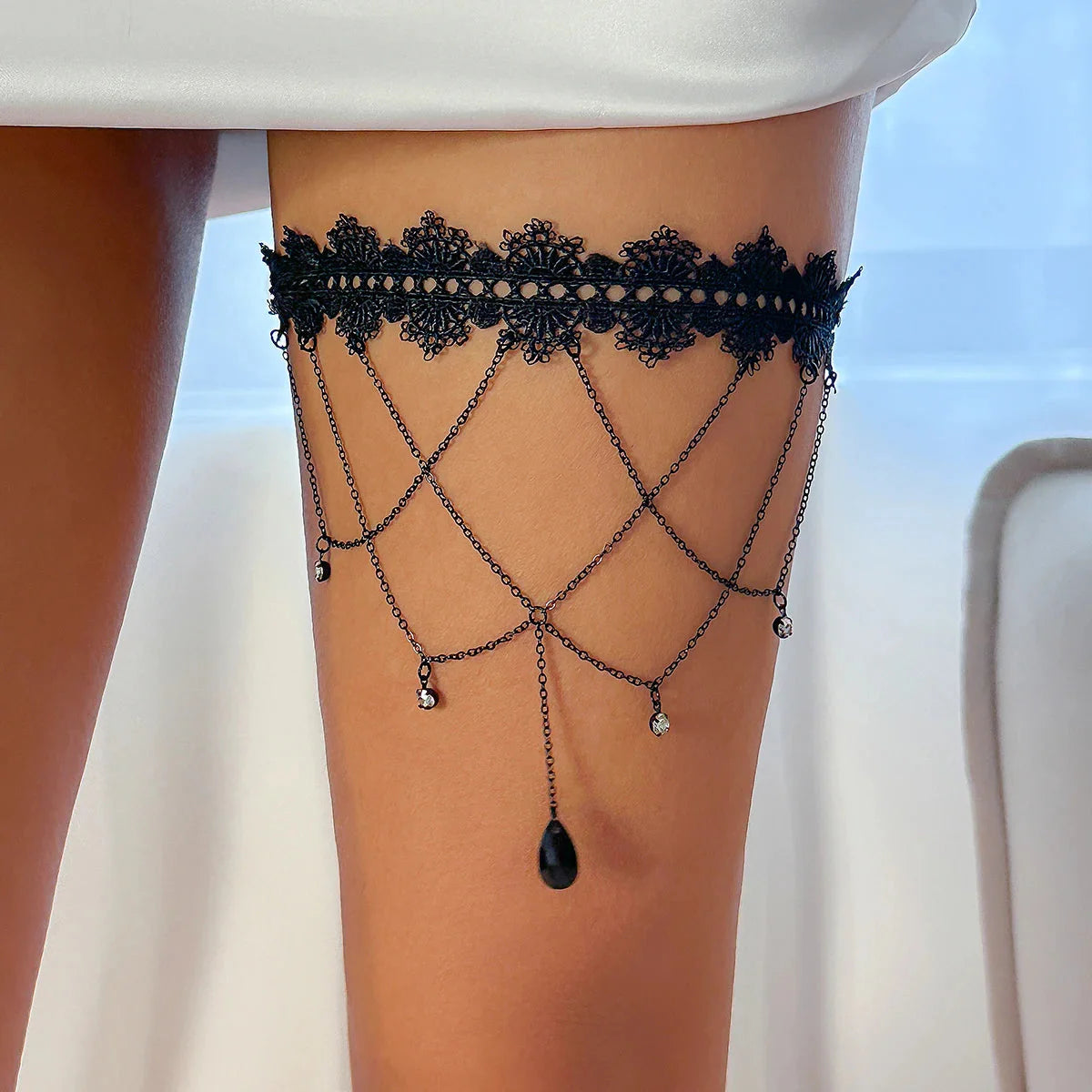 Black Thigh Chain - Thigh Jewelry Body Thigh Women Leg