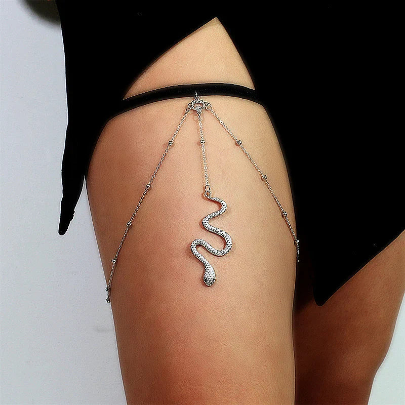 Snake Leg Thigh Chain - Women's Thigh Body Jewelry silver