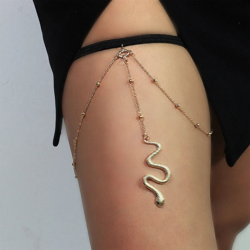 Snake Leg Thigh Chain - Women's Thigh Body Jewelry gold
