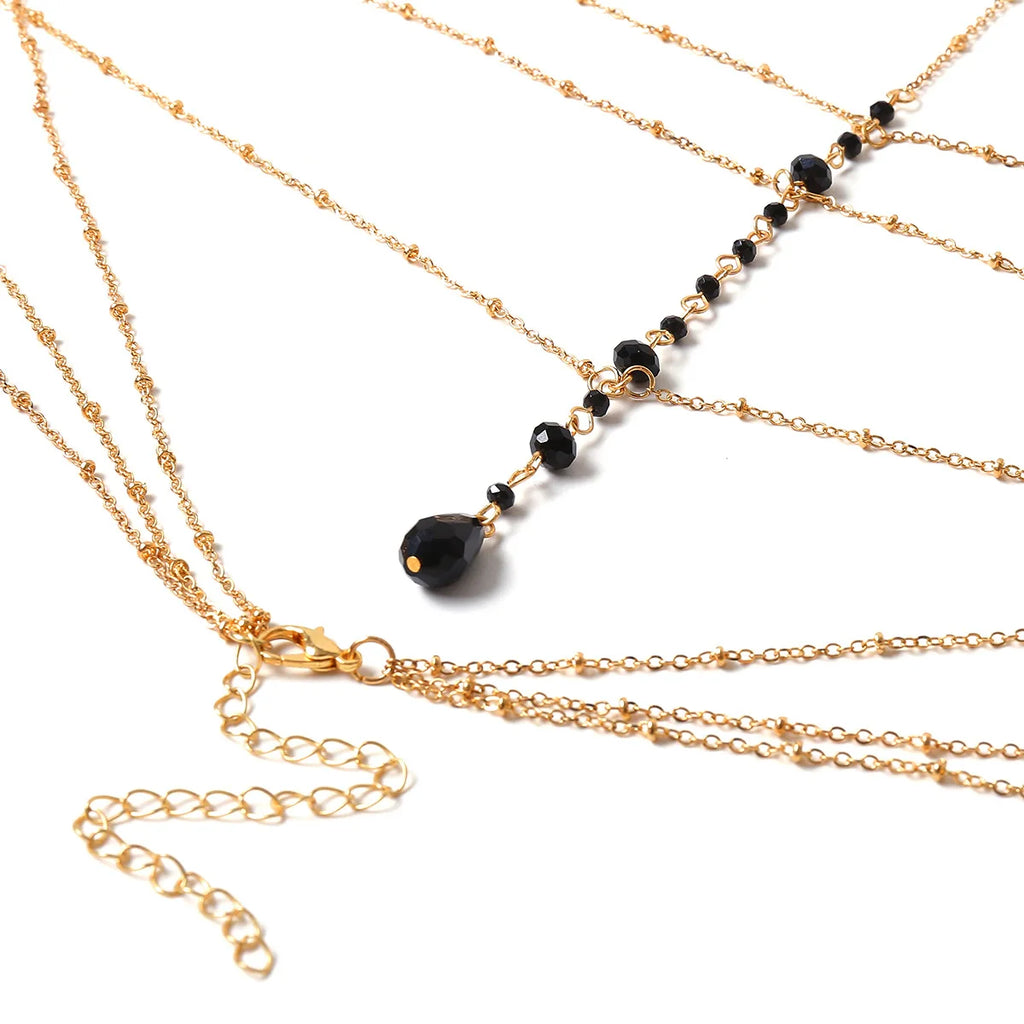 Women’s Neck Chain Black Gold Necklace