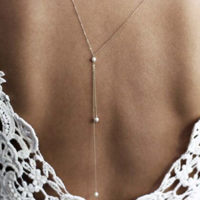 Silver Beaded Back Chain for Women