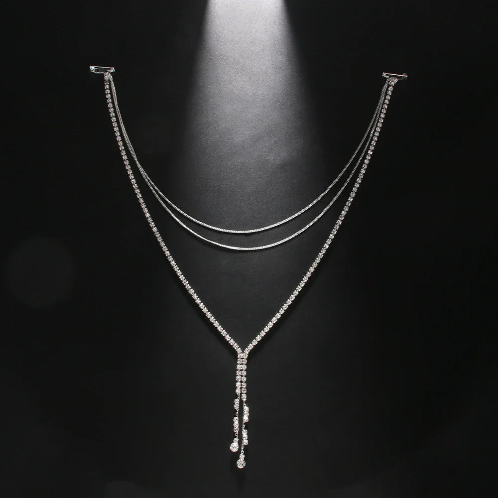 Back Necklace Chain Women’s Back Ornament silver