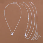 7-Pearl Women's Back Necklace Back Chain Silver