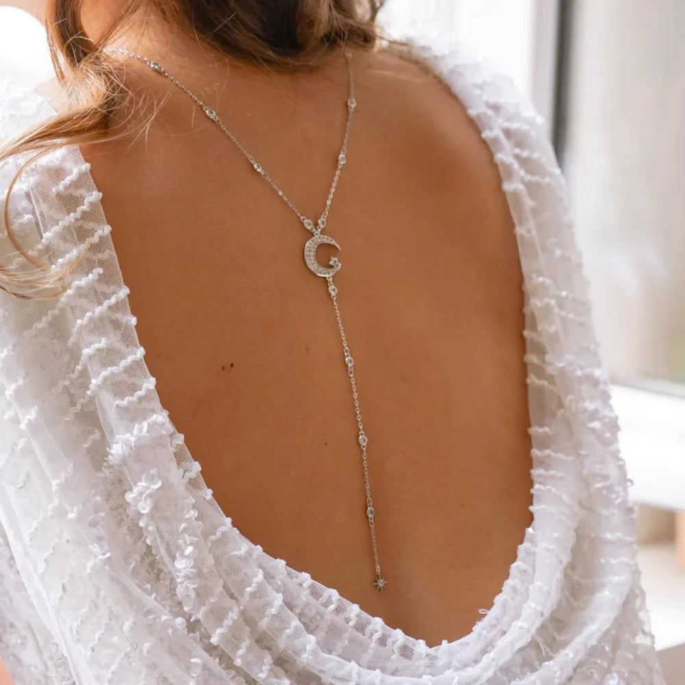 Back Chain Necklace Women's Back Ornament Moon