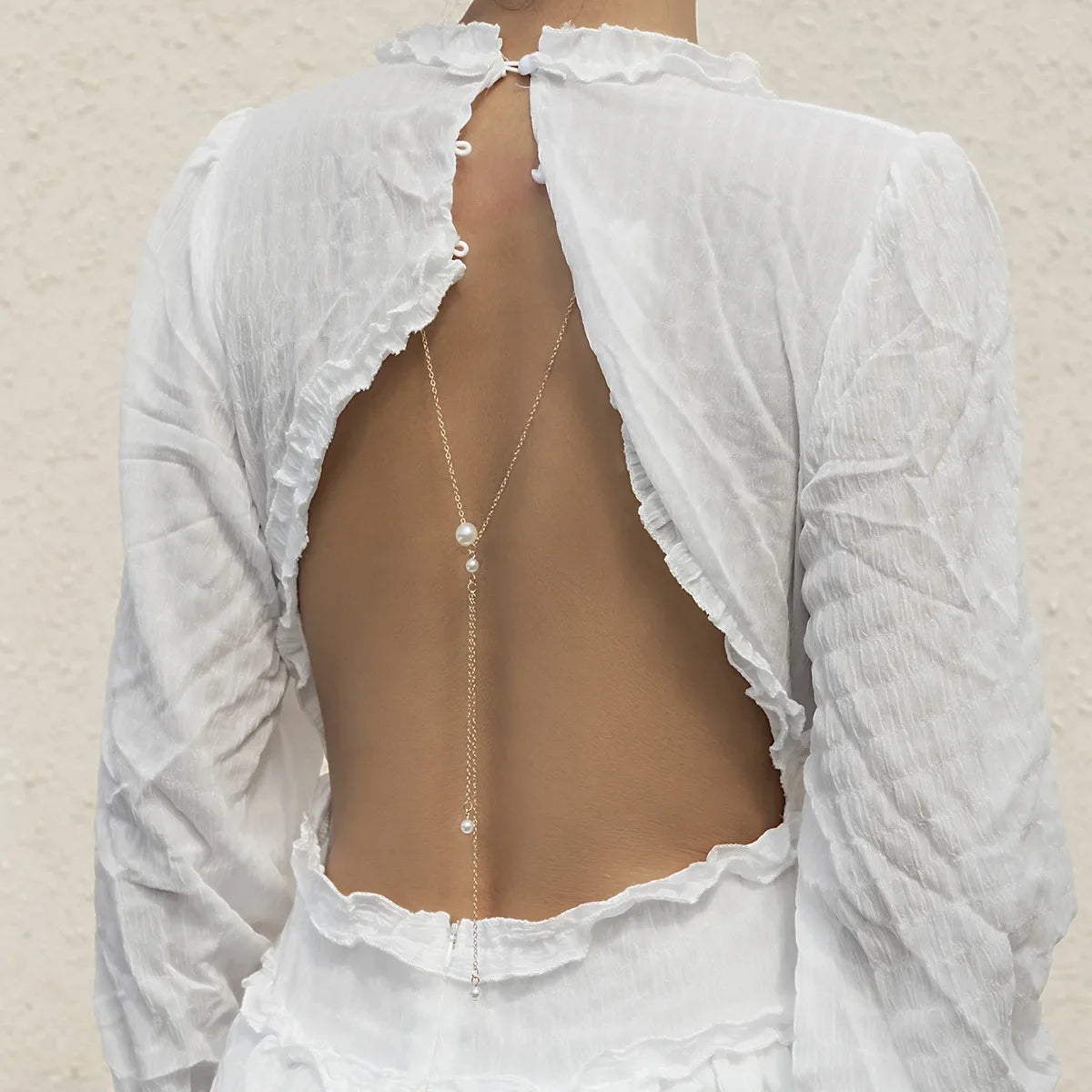 Women's Back Necklace Back Ornament Chain Silver Beads