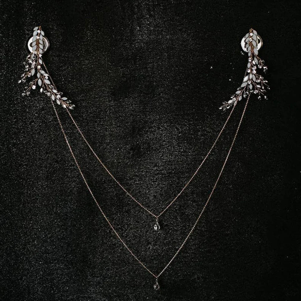 Back Chain Wedding Necklace Back Ornament Women Silver