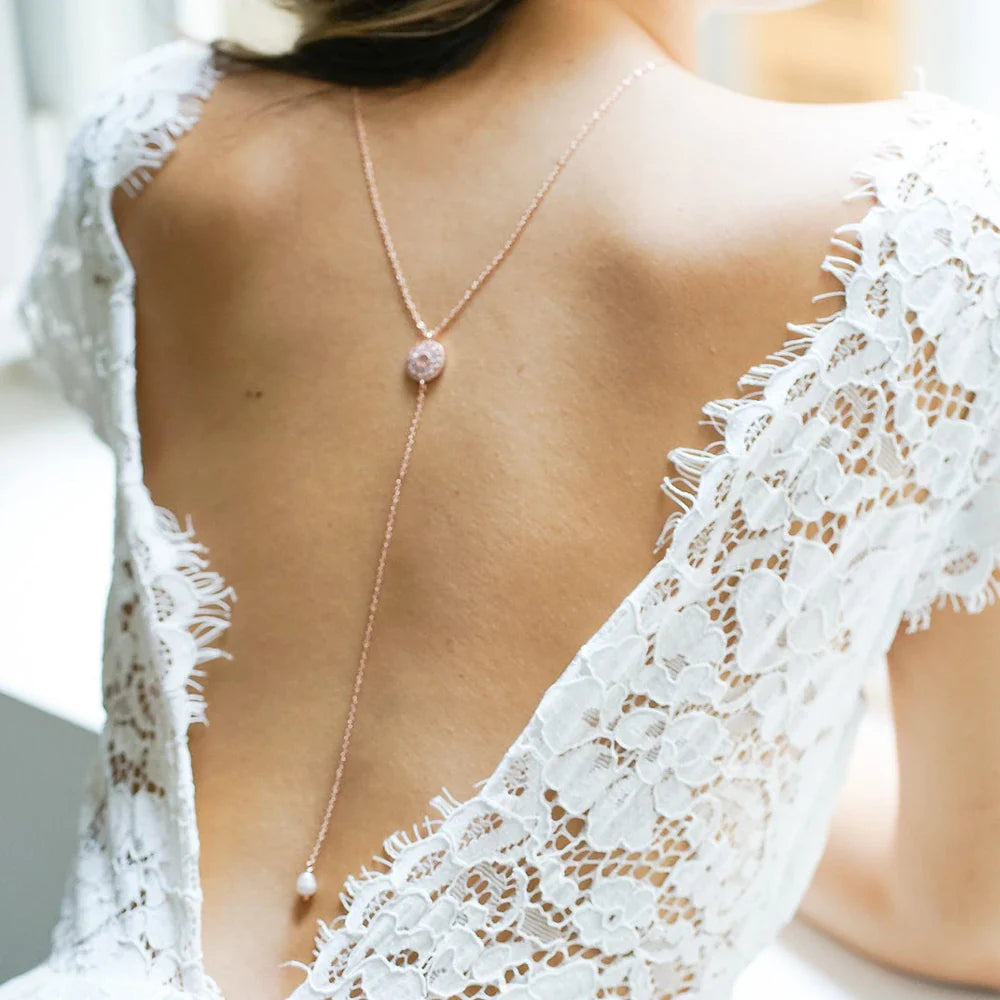 Round Back Chain Back Necklace Women's Back Ornament Rose Gold