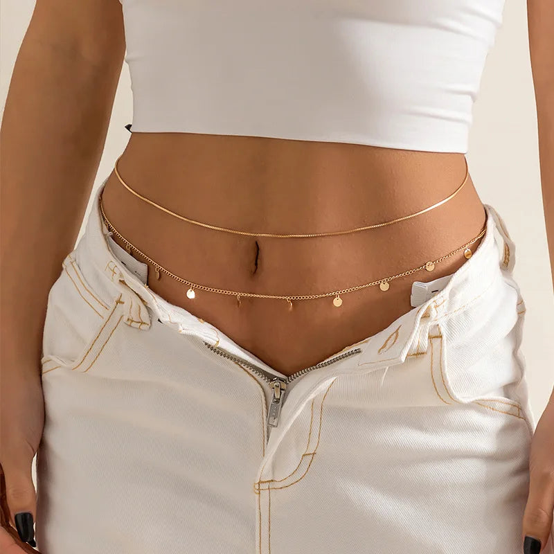 Hip Chain and Waist Jewelry - Women's Belly Ornament gold