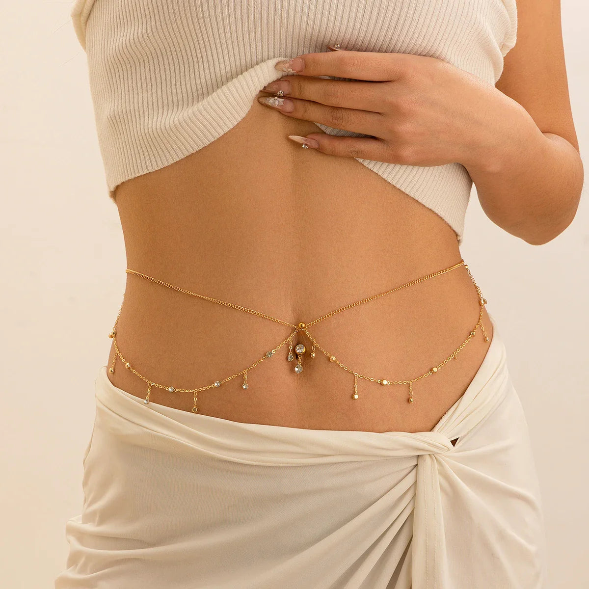 Hip and belly chain - waist and belly jewelry for women gold