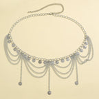 Oriental-style hip chain - waist and belly jewelry for women silver