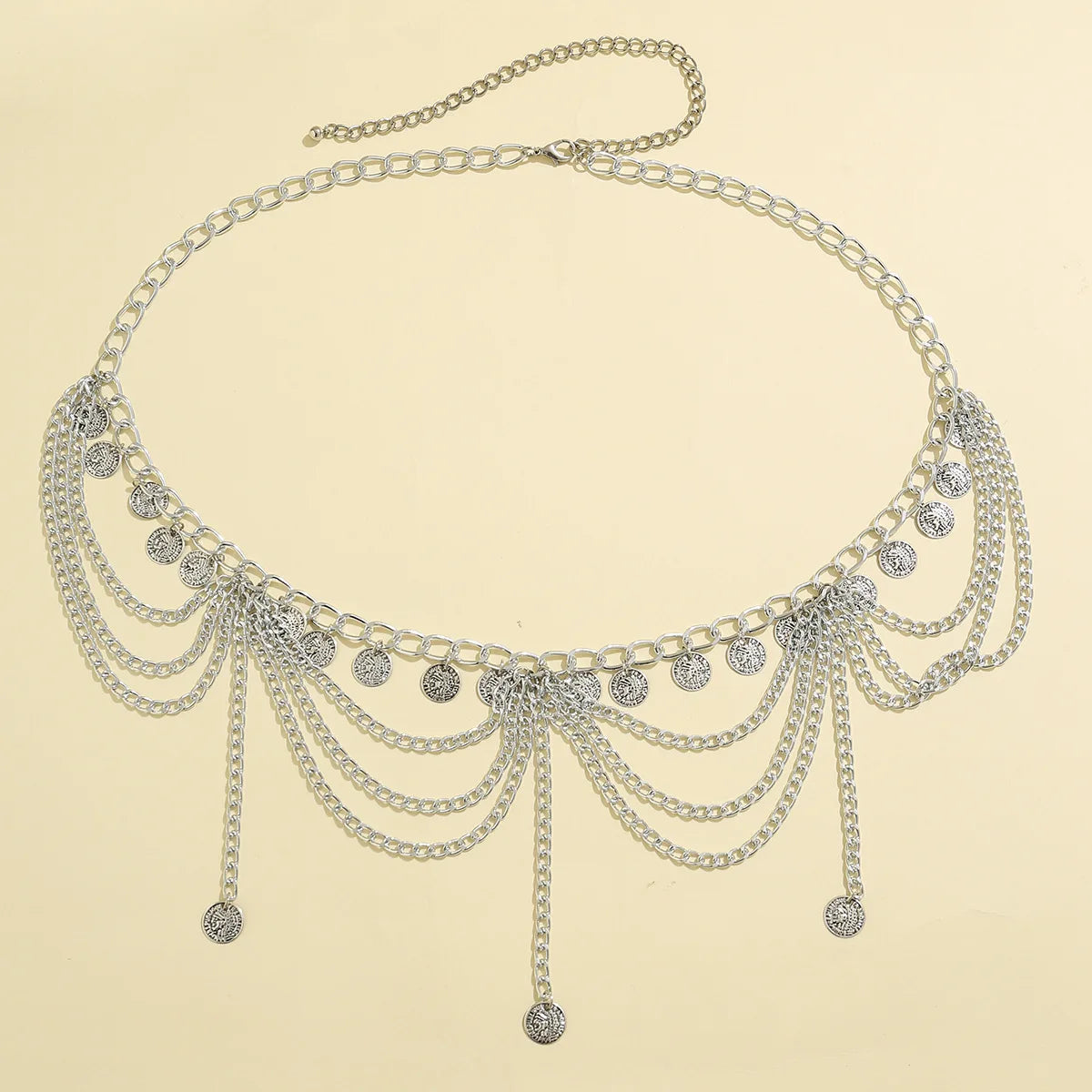 Oriental-style hip chain - waist and belly jewelry for women silver