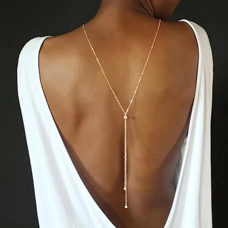 Gold-plated back chain for women - back necklace