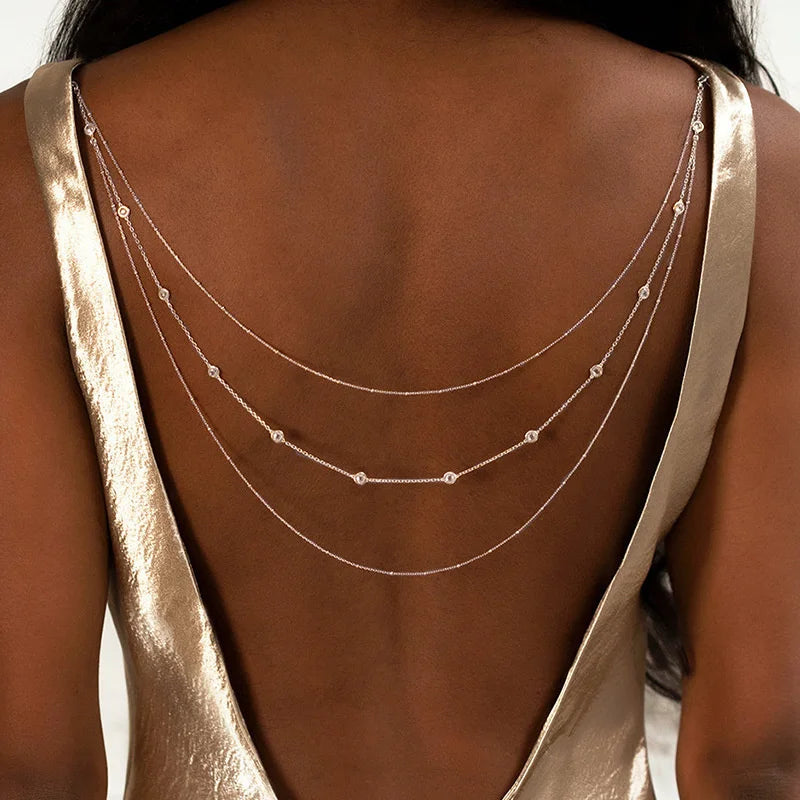 Gold-plated back chain for women - back necklaces
