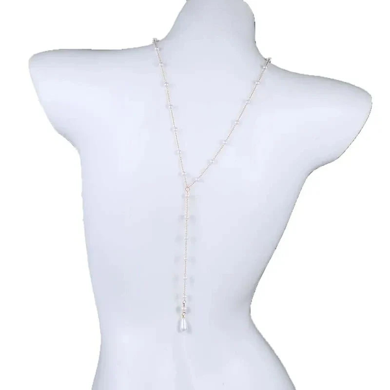 Women's Back Chain - Back Necklace with Pearls