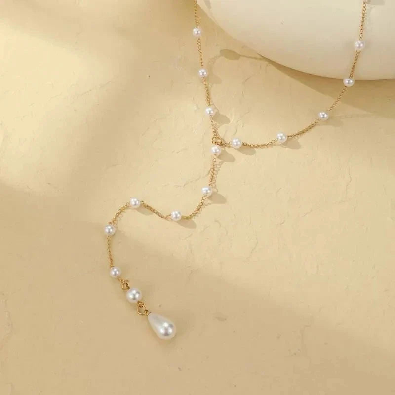 Women's Back Chain - Back Necklace with Pearls