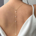 Back chain for women - back necklace with white pearls