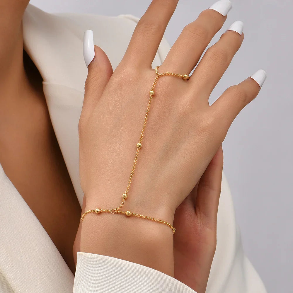 Main & Finger Chain Hand Bracelet Women's Jewelry