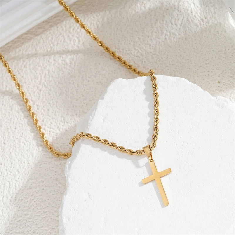 Chain & Cross Pendant for Women gold