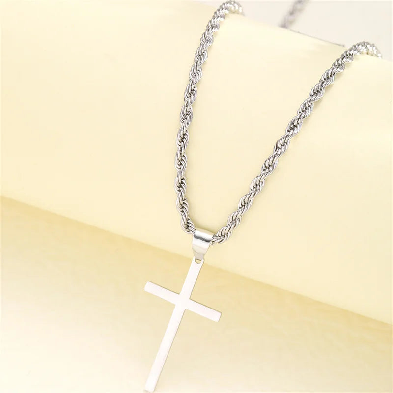 Chain & Cross Pendant for Women silver